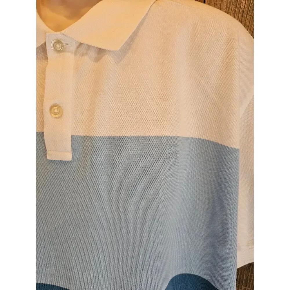 Banana republic XXL 2XL pique color block blue white polo EUC casual comfort